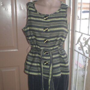 Women's 600 West Black and Gold Vest with tie waist. Linen Cotton blend. Size 10